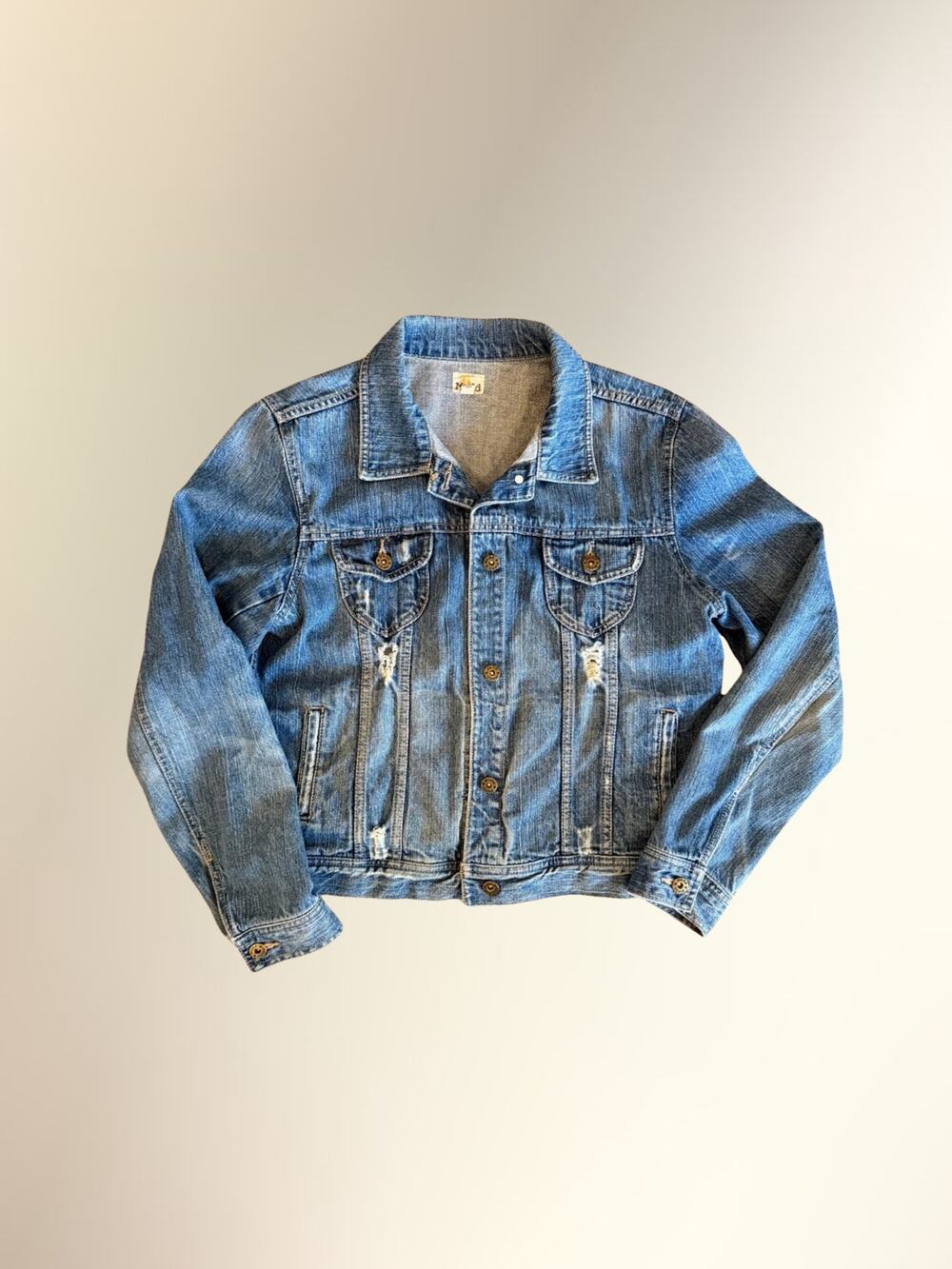 Mudd Blue Distressed Denim Trucker Jean Jacket Women's XL